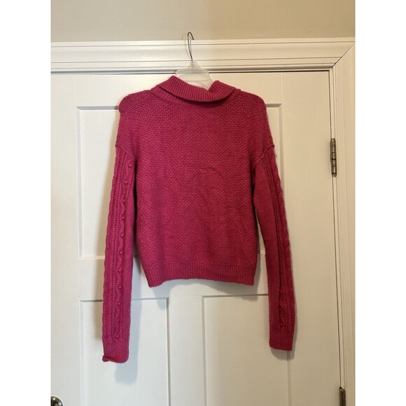 Free People Everyday Cloud Hot Pink pullover Cable Knit Soft Sweater size Small - Picture 7 of 8